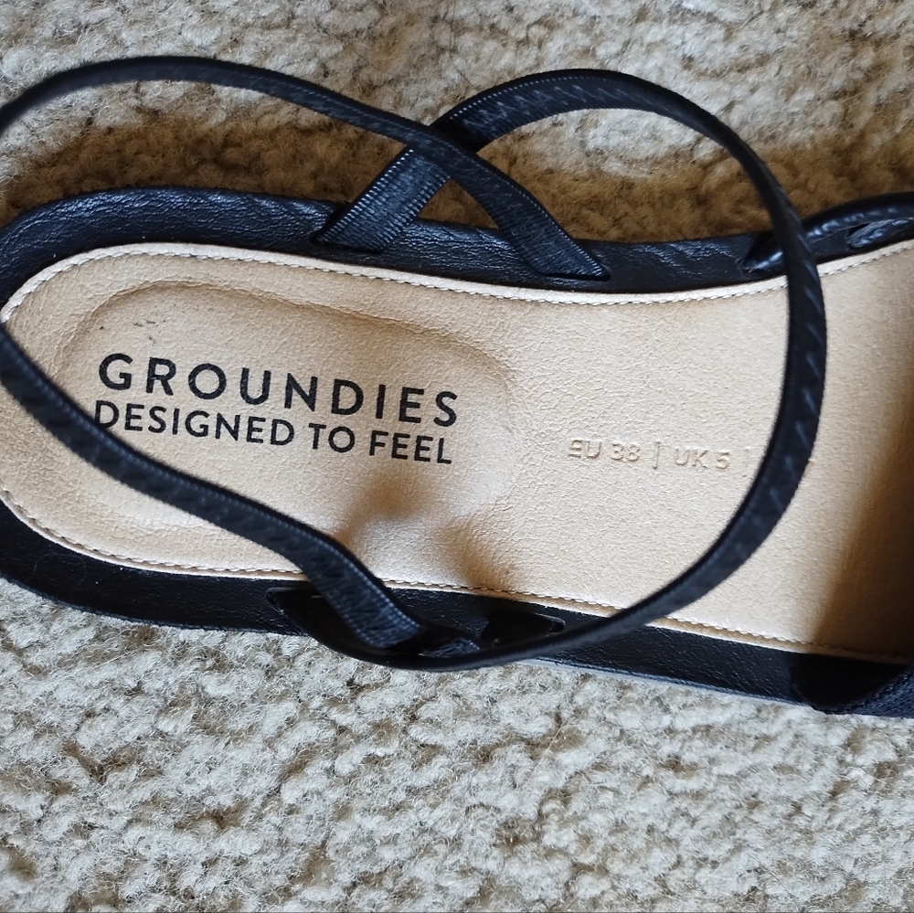 GROUNDIES Corfu Black Sandals - Picture 2 of 12